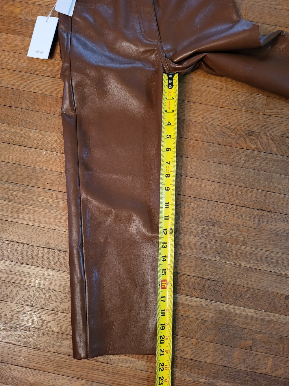 Wilfred Brown Vegan Leather Cropped Straight-Leg Pants - Picture 8 of 9